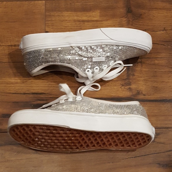Vans Shoes - VANS - White & Silver Sequin Chunky Sneakers